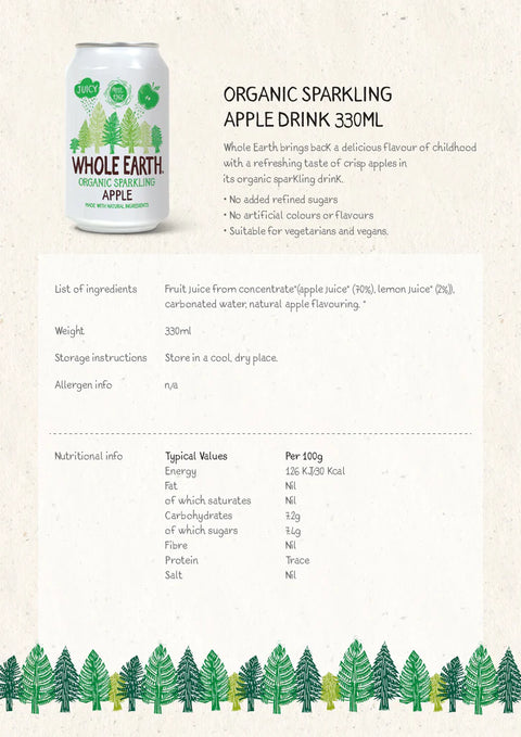 Whole Earth Lightly Sparkling Organic Apple Drink 330ml