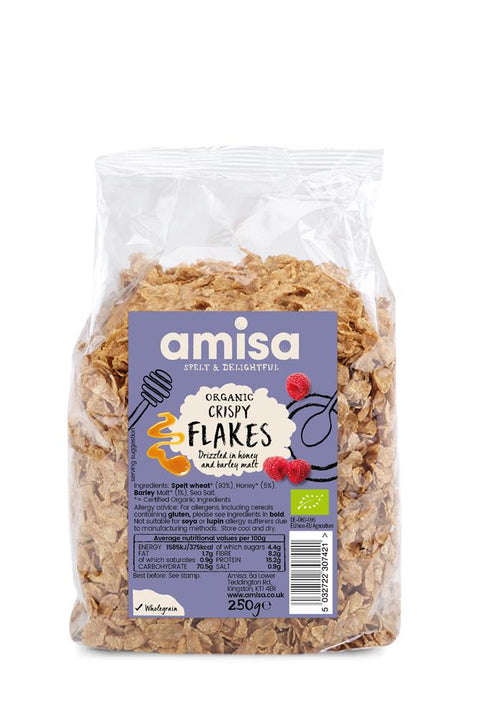 Amisa Organic Crispy Toasted Spelt Flakes with Honey 250g