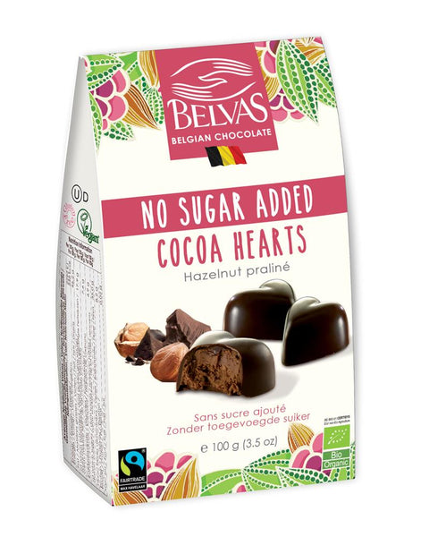 Belvas No Sugar Added Dark Hearts Ganache Organic - 100g