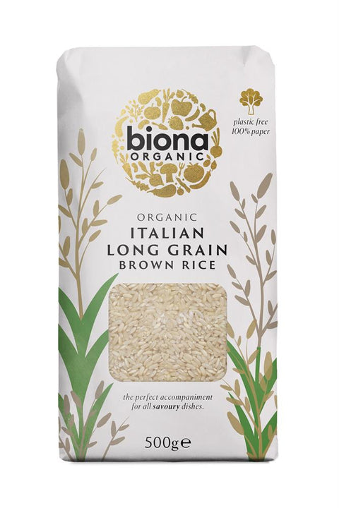 Biona Organic Italian Long Grain Rice- Brown 500g