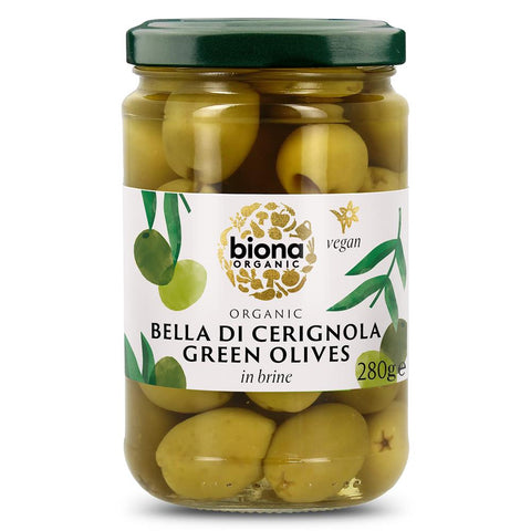 Biona Organic Italian Bella di Cerignola Olives in Brine 280g