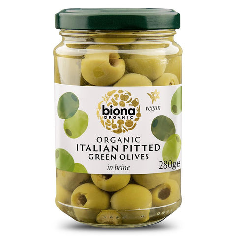 Biona Organic Pitted Green Olives in Brine  280g