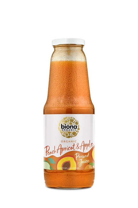 Biona Organic Peach Apricot & Apple Juice- Pressed 1lt