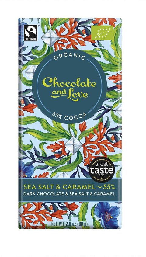 Chocolate and Love Organic 55% Dark Chocolate with Caramel and Sea Salt