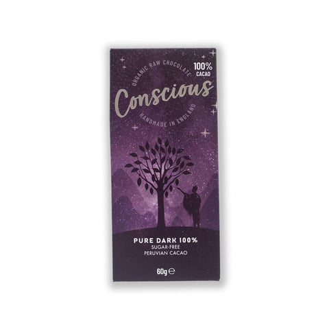 Conscious Chocolate Pure Dark 100% Chocolate Bar 60g