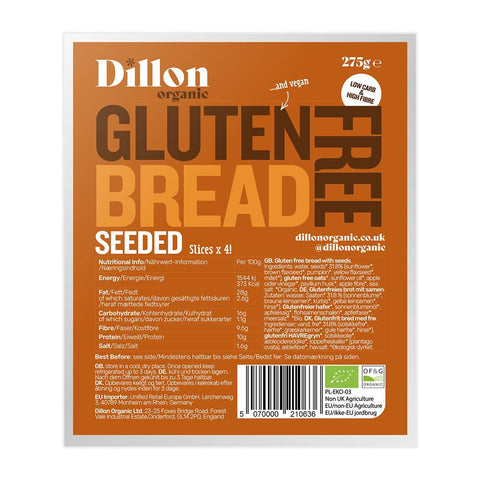 Dillon Organic Sliced Gluten Free Seeded Bread