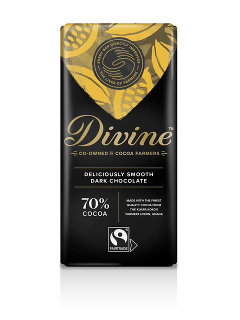 Divine Vegan Fairtrade 70% Dark Chocolate 90g