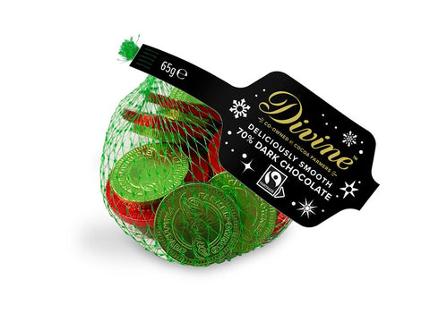 Divine 70% Fairtrade Dark Chocolate Coins 65g