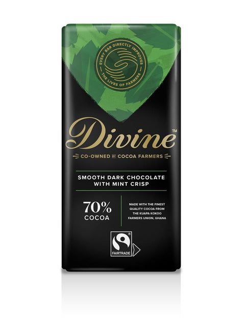 Divine 70%  Dark Chocolate with Mint Crisp 90g