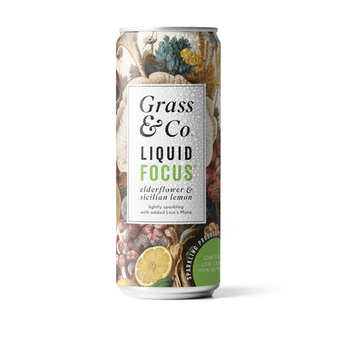 Grass & Co Liquid FOCUS Elderflower Lemon & Lion's Mane Nootropic Drink