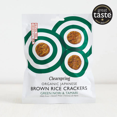 Clearspring Organic Japanese Brown Rice Crackers - Green Nori & Tamari