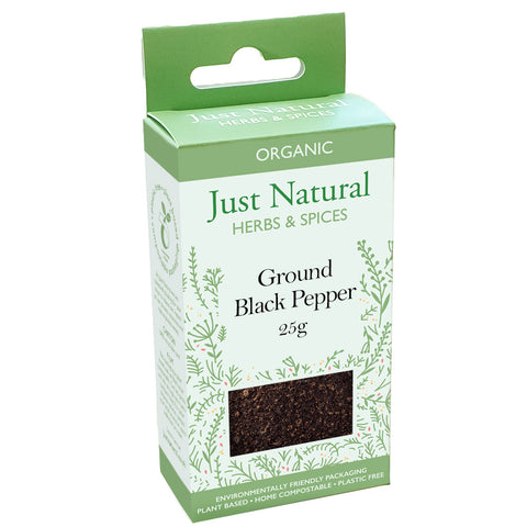 Just Natural Organic Ground Black Pepper (Box) 25g