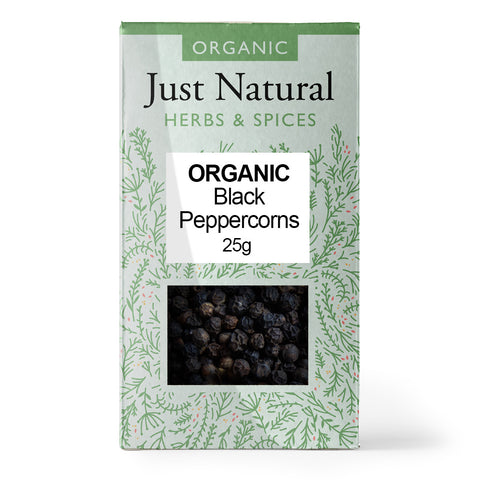 Just Natural Organic Black Peppercorns (Box) 25g