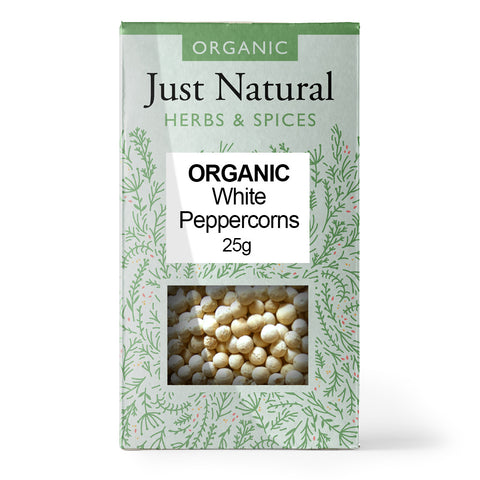 Just Natural Organic White Peppercorns (Box) 25g