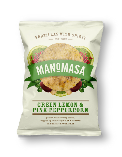 Manomasa Green Lemon & Pink Peppercorn Tortilla Chips 140gr