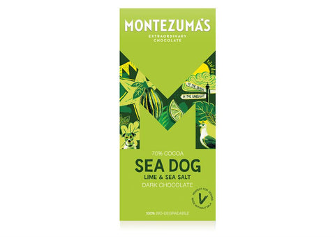 Montezuma's Sea Dog  Dark Chocolate with Lime & Sea Salt  90g