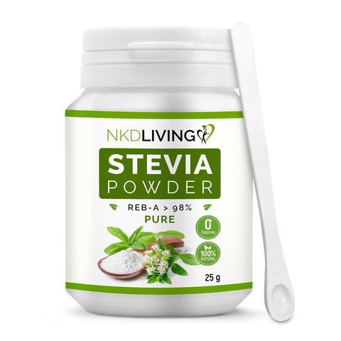 NKDLIVING Pure Stevia Powder Natural 0 Calorie Sweetener 25g