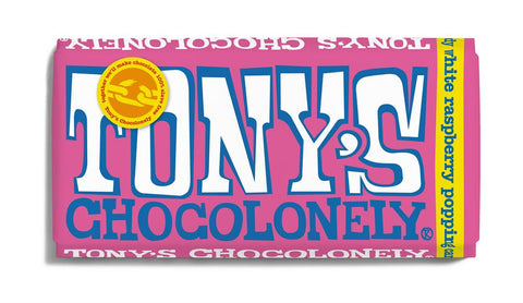 Tony's Chocolonely White Raspberry Popping Candy Bar 180g