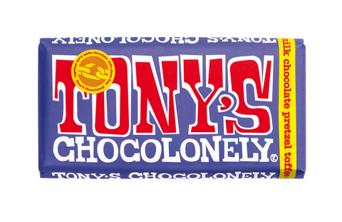 Tony's Chocolonely Dark Milk Pretzel Toffee Chocolate Bar 180g