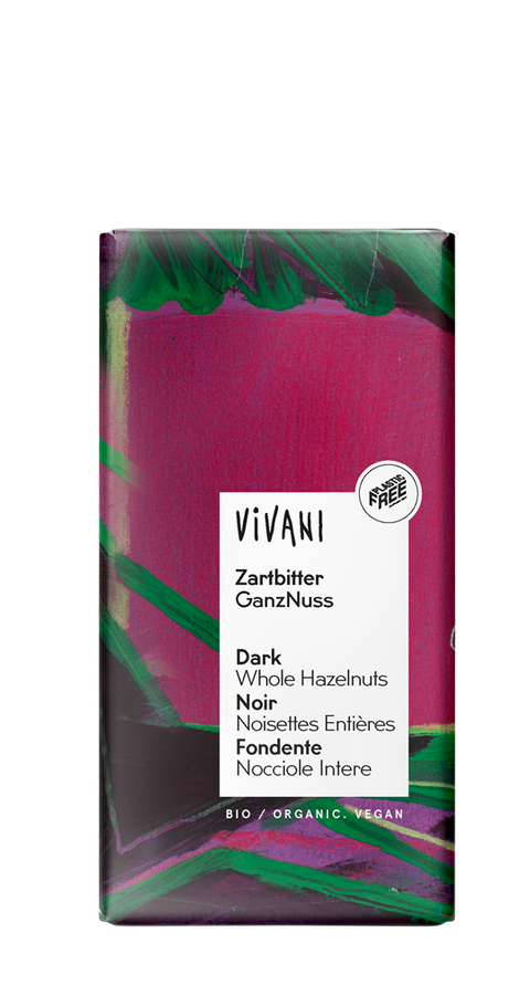 Vivani Dark Whole Hazelnut Chocolate Vegan Organic 100g