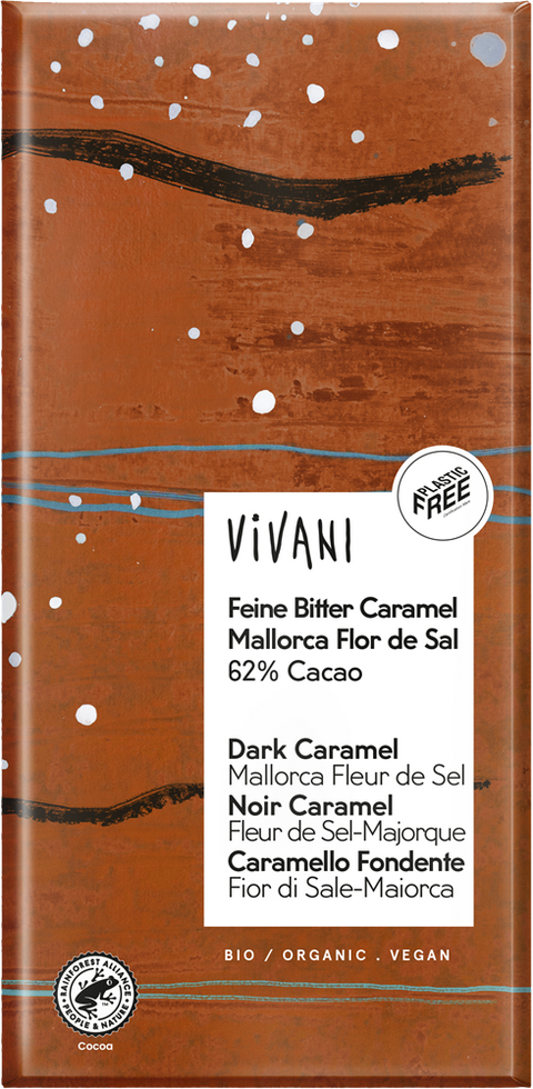 Vivani Dark Caramel Salted Chocolate 62% Vegan Organic 80g